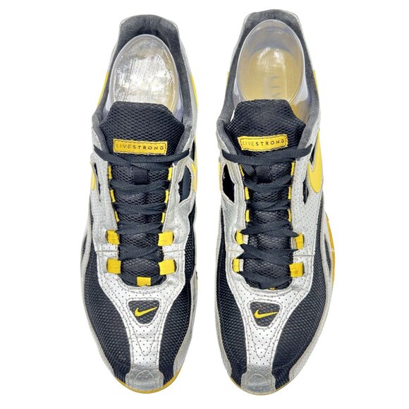 Nike Livestrong Mens Shoes Size 12 Silver Yellow Black Track Field Sprint Spikes - Picture 2 of 16